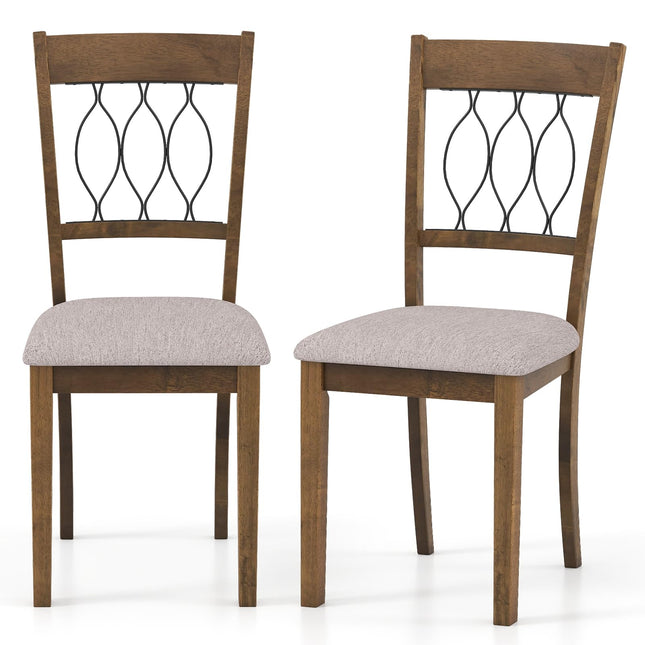 Dreamade Dining Chairs Set of 2/4 Fabric Upholstered Armless Kitchen Chairs w/Hollowed Backrest