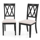 Dreamade Wooden Dining Chairs Set of 2/4 Upholstered Kitchen Chair w/Distressed Rubber Wood Legs Curved Cross Back