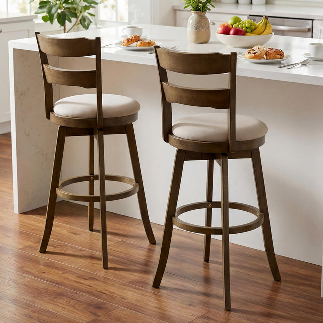 Dreamade 30.5" Swivel Bar Stools Set of 2/4 with Fabric Upholstered Seat, High Back
