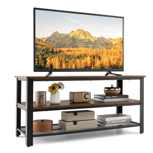 Dreamade TV Stand for Bedroom and Living Room - 3-Tier Industrial Entertainment Center with Open Storage Shelves