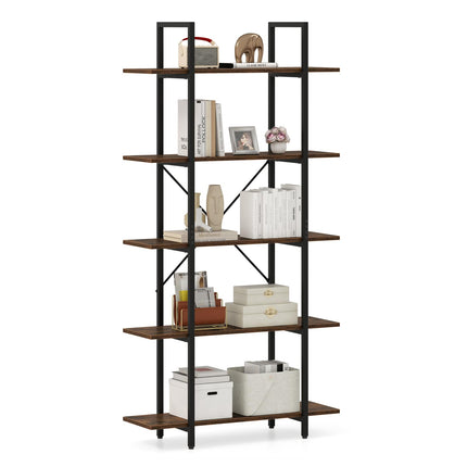 Dreamade 5 Tier Industrial Bookshelf for Living Room Bedroom Study