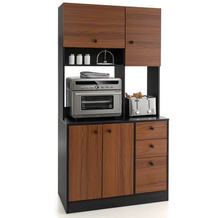 Dreamade Kitchen Pantry, Buffet Hutch with 3 Storage Cabinet, 71'' Floor Large Cupboard with 3 Deep Drawers