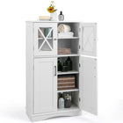 Dreamade Bathroom Floor Storage Cabinet - Linen Floor Cabinet with Doors and Adjustable Shelves