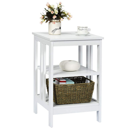 Dreamade Nightstand 3-Tier Sofa Side Table W/Reinforced Bars and Stable Structure
