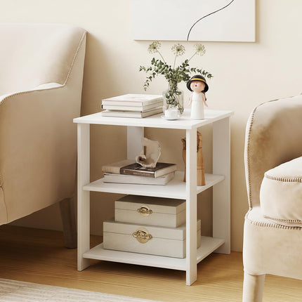Dreamade 16" Square 3-Tier Wooden Sofa Couch End Table with Open Storage Shelves (1/2)