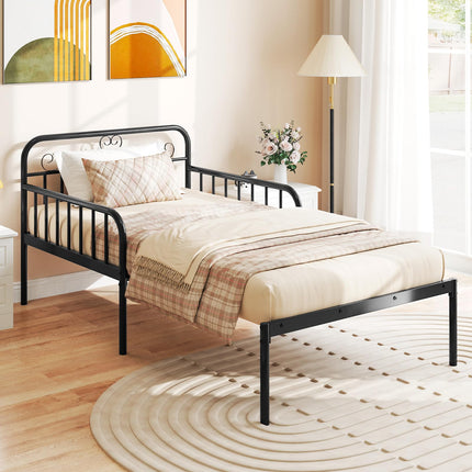 Dreamade Metal Twin Bed Frame, Convertible Sofa Bed with Headboard & Armrests, Pull-Out Sleeper Chair Bed
