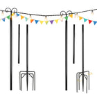 Dreamade String Light Pole for Outside, 2 Pack 8ft / 10 ft Outdoor Metal Poles with Hooks for Hanging String Lights - DreamadeUS