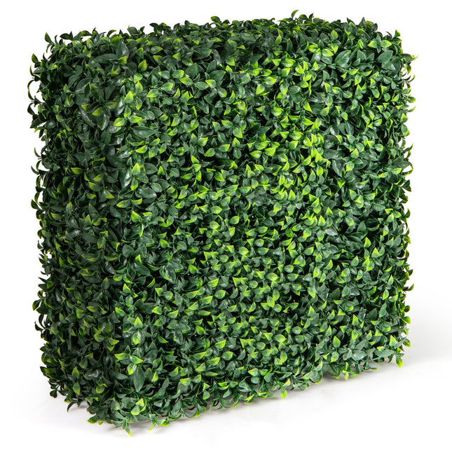 Dreamade Artificial Boxwood Hedge Wall, Faux Grass Wall with PE Leaves and Aluminum Frame