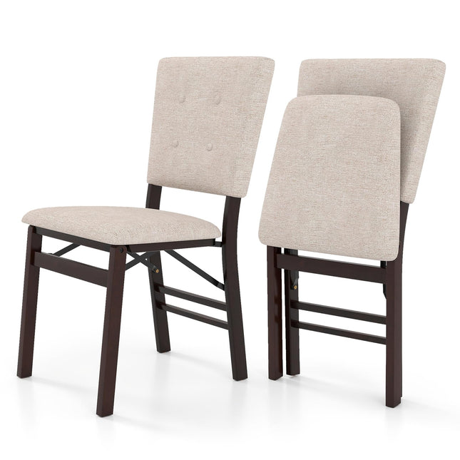 Dreamade Foldable Dining Chair Set of 2/4 Armless Kitchen Chair with Padded Seat and Tilt Backrest