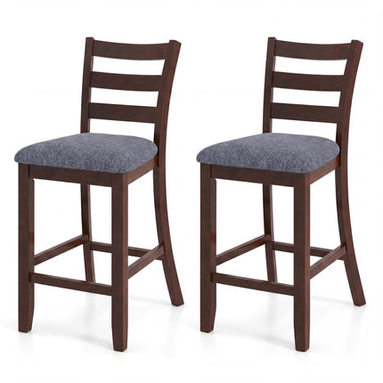 Dreamade 26 Inch Farmhouse Upholstered Wooden Barstools with Footrest (2/4)