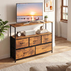 Dreamade TV Stand for 45 Inch TV | 5 Fabric Drawer Entertainment Center with Open Shelf