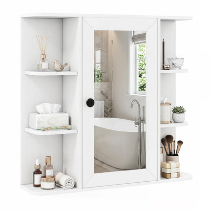 Dreamade Wall Mounted Bathroom Medicine Cabinet with Mirror & Shelves
