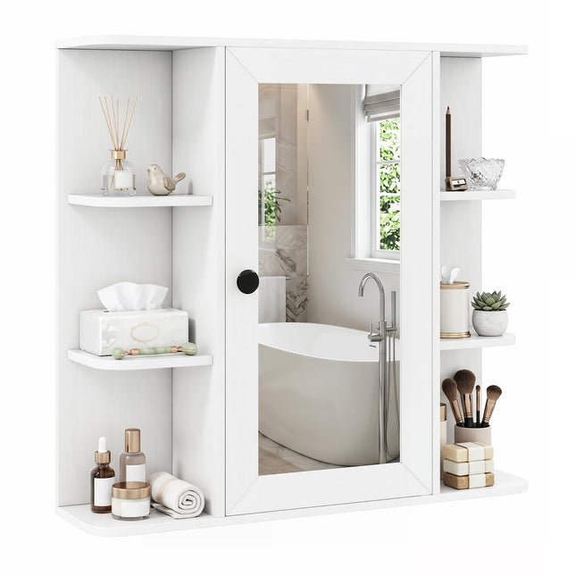 Dreamade Wall Mounted Bathroom Medicine Cabinet with Mirror & Shelves