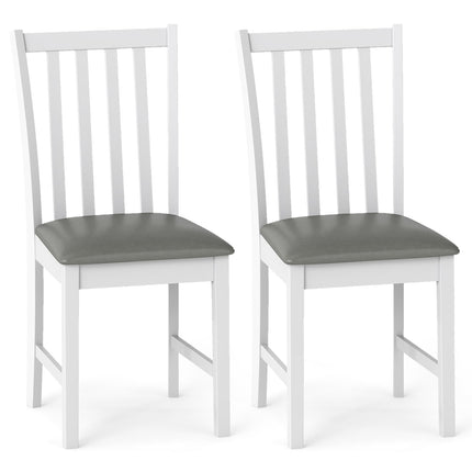 Dreamade Wooden Dining Chairs Set of 2/4 Faux Leather Upholstered Kitchen Chair w/Rubber Wood Legs