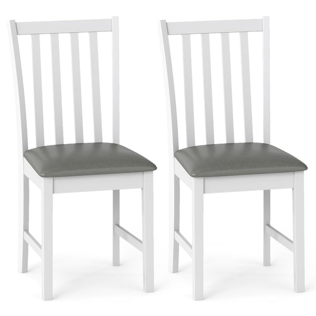 Dreamade Wooden Dining Chairs Set of 2/4 Faux Leather Upholstered Kitchen Chair w/Rubber Wood Legs