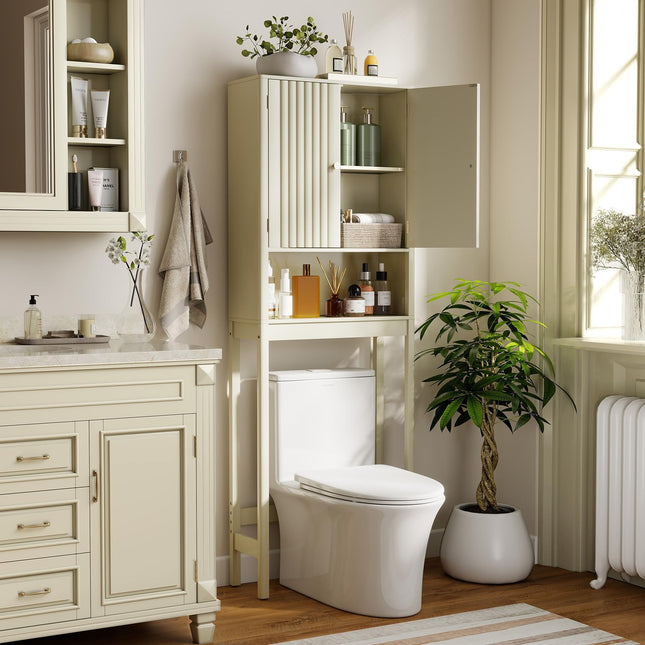 Dreamade Over The Toilet Storage Cabinet with Fluted Doors