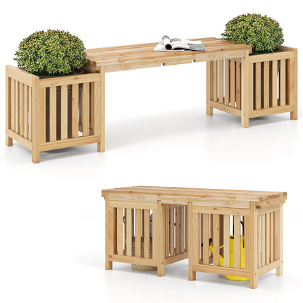 Dreamade 2-in-1 Outdoor Bench with 2 Raised Garden Beds