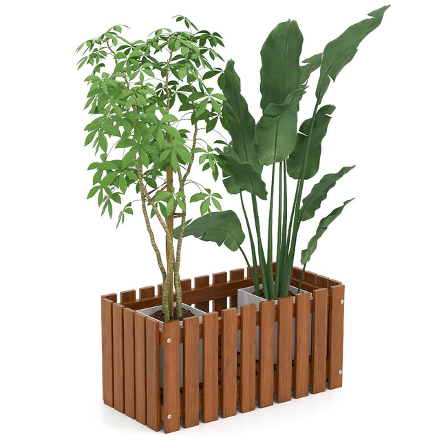 Dreamade Slat Style Planter Box Wood Raised Garden Bed for Growing Vegetables Flowers Herbs