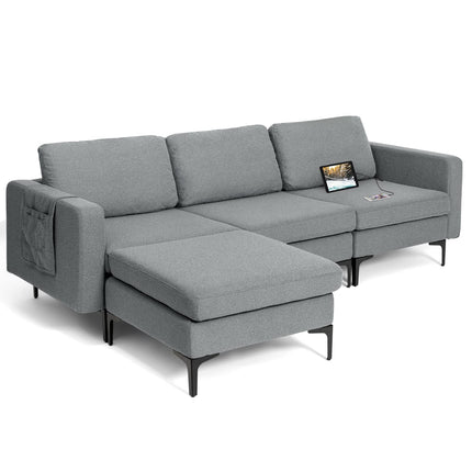 Dreamade 94.5" L Convertible Sofa Couch, 3 Seat Sectional Sleeper with USB Ports & Socket