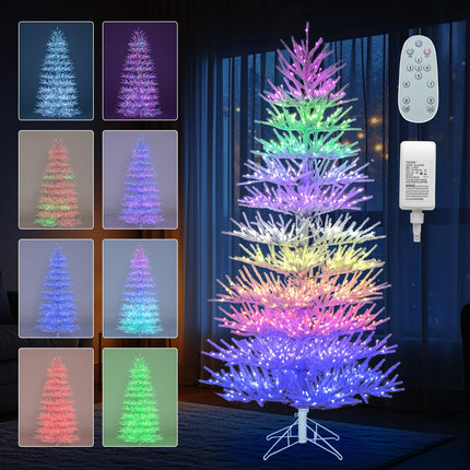 Dreamade 7ft Pre-Lit Artificial Christmas Tree with 923 Multicolored LED RGB Lights