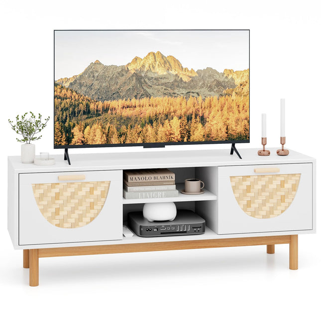 Dreamade TV Stand for TV up to 55”, Television Stand with Open Shelves