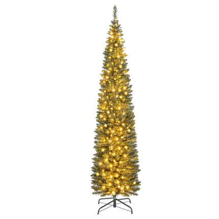 Dreamade 5ft Pre-Lit Pencil Christmas Tree, Artificial Slim Xmas Tree with 150 Warm-White LED Lights