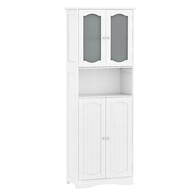 Dreamade 64.5" Tall Bathroom Cabinet, Pantry Cabinet with Tempered Glass Doors, Adjustable Shelves