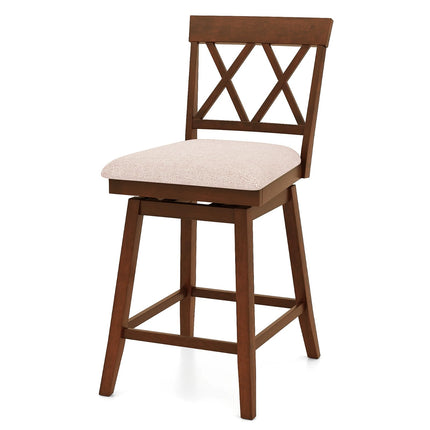 Dreamade Counter Height Bar Stool with Crossed Backs and Rubber Wood Legs