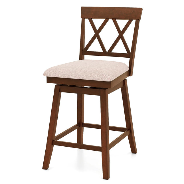 Dreamade Counter Height Bar Stool with Crossed Backs and Rubber Wood Legs