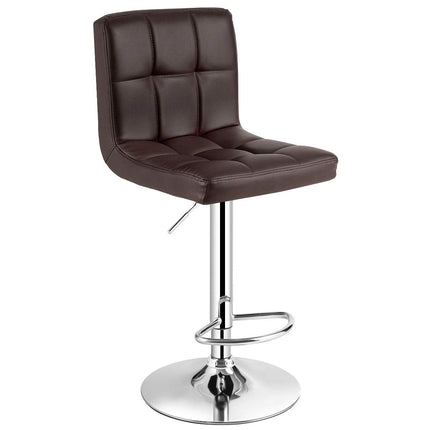 Dreamade Bar Stool, Modern Swivel Adjustable Armless Barstools, Square Counter Height PU Leather Bar Stools