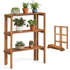 Dreamade 3-Tier Foldable Solid Wood Indoor Outdoor Flower Pot Display Rack