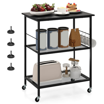 Dreamade 3 Tier Kitchen Bake's Rack, Rolling Microwave Cart, Industrial Bar Service Cart