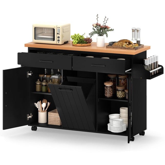 Dreamade Kitchen Island w/Trash Bag Storage