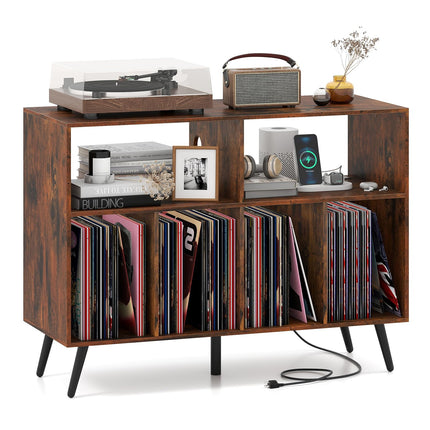 Dreamade Large Record Player Stand with Charging Station