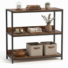 Dreamade Industrial 3-Tier Small Bookshelf with Wooden Shelves and Metal Frame