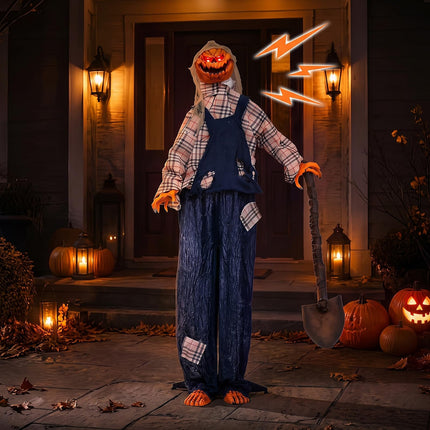 DREAMADE 5.3 FT Animated Halloween Pumpkin Man, Animatronic Prop