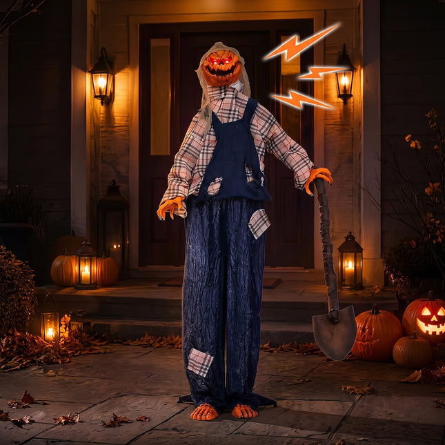 DREAMADE 5.3 FT Animated Halloween Pumpkin Man, Animatronic Prop