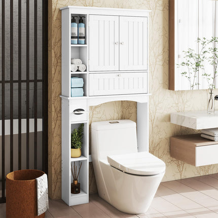 Dreamade White Over The Toilet Storage Cabinet Freestanding Bathroom Organizer