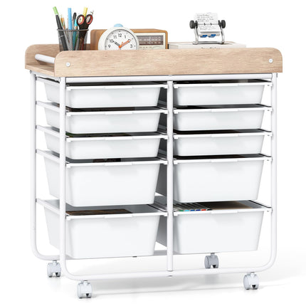 Dreamade Rolling Storage Cart with 10 Drawers, Utility Cart