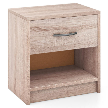 Dreamade Night Stand Set of 1/2 with Drawer, Wood End Table with Open Storage Shelf for Bedroom