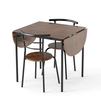 Dreamade 3-Piece Dining Table Set for 2 - Kitchen Table Chair Set with 55” Drop Leaf Dinner Table, Dining Chairs