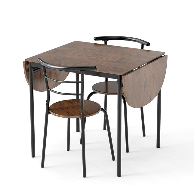 Dreamade 3-Piece Dining Table Set for 2 - Kitchen Table Chair Set with 55” Drop Leaf Dinner Table, Dining Chairs