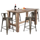 Dreamade 5 Pieces Dining Table Set, Rectangular Counter Height Table w/ 4 Metal Bar Stools