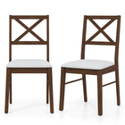 Dreamade Wooden Dining Chairs Set of 2/4, Upholstered Kitchen Chairs w/Cross Back & Padded Seat