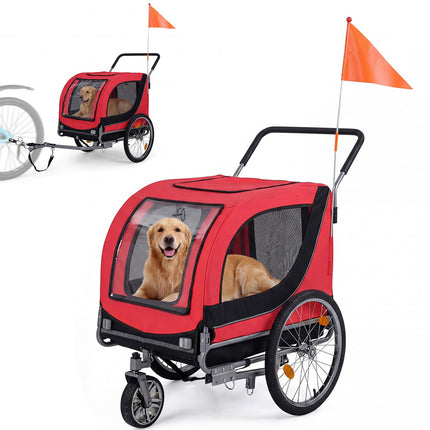 Dreamade 2-in-1 Dog Bike Trailer & Pet Stroller for Large Dogs PVC Rain Cover 176 lbs Capacity