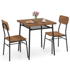 Dreamade 3-Piece Dining Table Set, Kitchen Table Chairs Set with Dinner Table, Storage Rack, Metal Frame