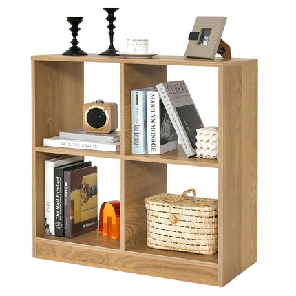 Dreamade 4-Cube Bookcase - 2-Tier Bookshelf Open Back