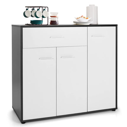 Dreamade Buffet Cabinet with Storage, 3 Door Kitchen Cupboard with Large Drawer, Adjustable Shelf