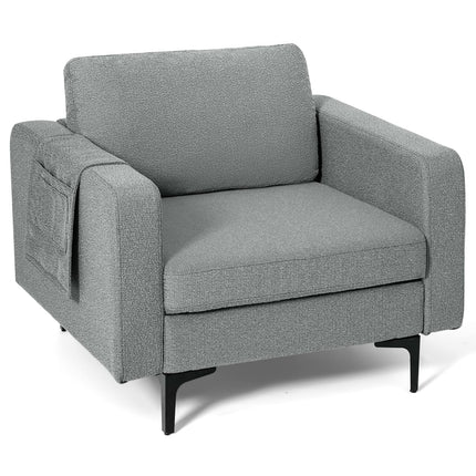 Dreamade Modern Accent Chair w/Comfy Thick Cushion, Magazine Pockets