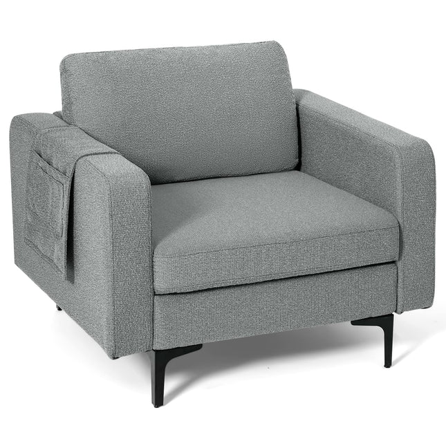 Dreamade Modern Accent Chair w/Comfy Thick Cushion, Magazine Pockets